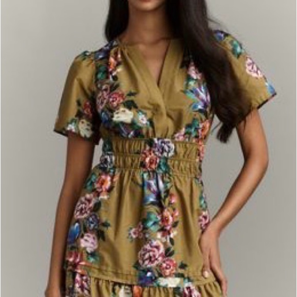 Floral Smocked Waist Somerset Mini Dress by Anthropologie